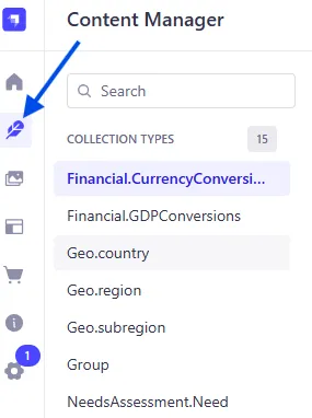 Content Manager icon in the Strapi navigation menu